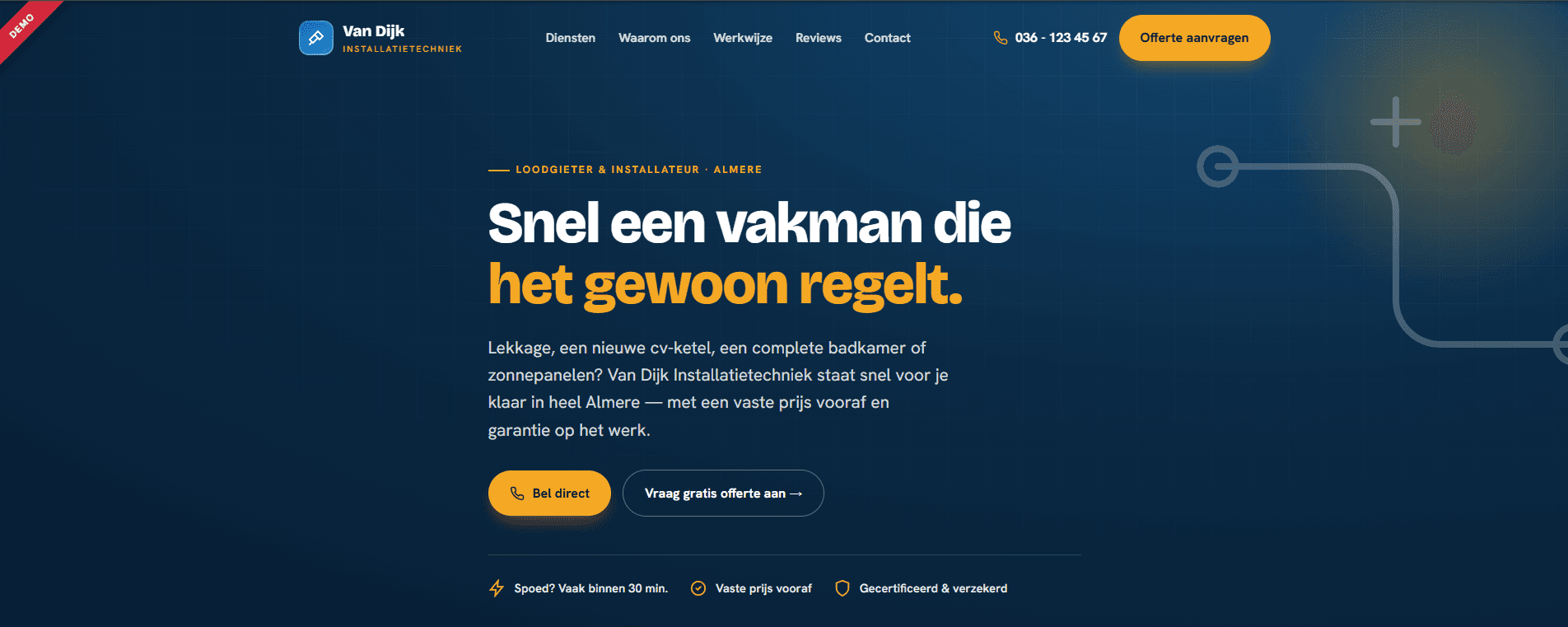 Voorbeeld van een klantwebsite - Van Dijk Installatietechniek